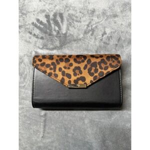 Save The Girls Phone Wallet Case Black Leopard Print Touchscreen Crossbody Strap